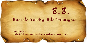 Bozmánszky Bársonyka névjegykártya